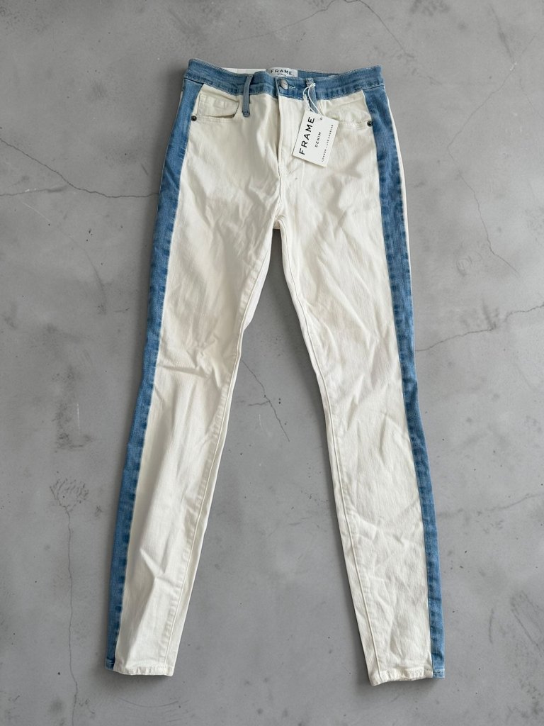 Frame Le Skinny White Blue Midrise Jeans Size 27 New Nwt